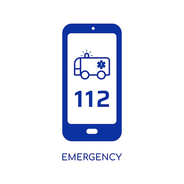 Icona di emergenza 112 ambulanza aiuto telefono segno piatto illustrazione vettoriale