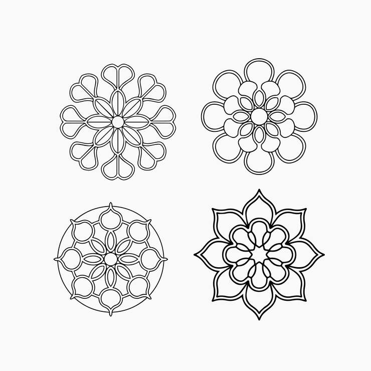 Vettore icona di fiore di mandala su sfondo bianco modello di fiore minimalista di mandala