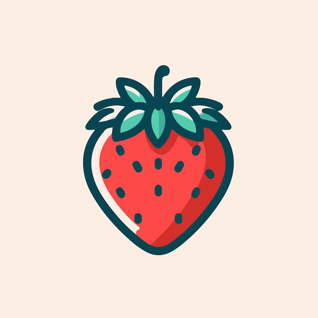 icona di fragola vettoriale con disegno piatto