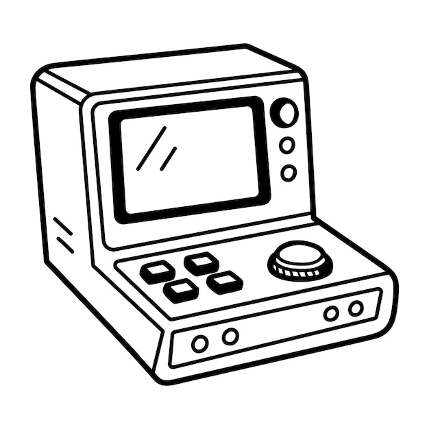 Icona di gioco retro in stile doodle