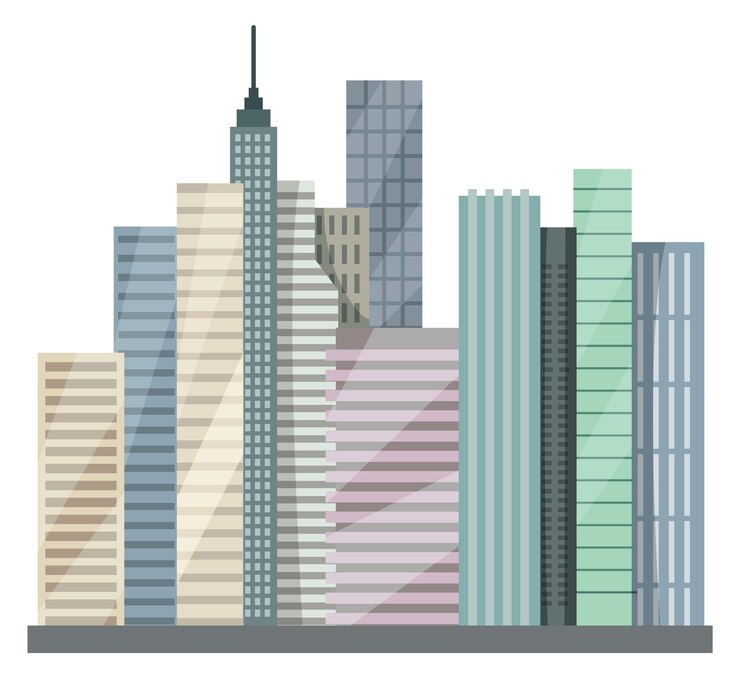 Vettore icona di grattacieli architettura della città icona del centro urbano isolata su sfondo bianco