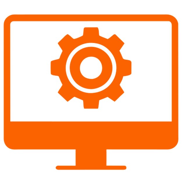 icona di ingranaggi e computer