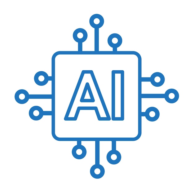 Icona di intelligenza artificiale Logo del sistema AI semplice Microchip processore AI