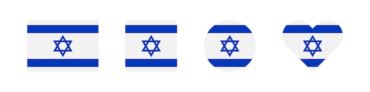 Vettore icona di israele segni della bandiera israeliana simbolo della nazione ebraica banner dei simboli del paese icone della stella di david segno isolato vettoriale