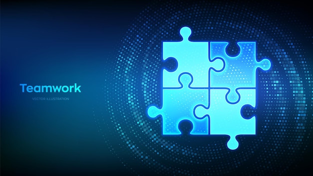 Icona di lavoro di squadra fatta con simboli di valuta Partnership commerciale Cooperazione finanziaria globale Puzzle