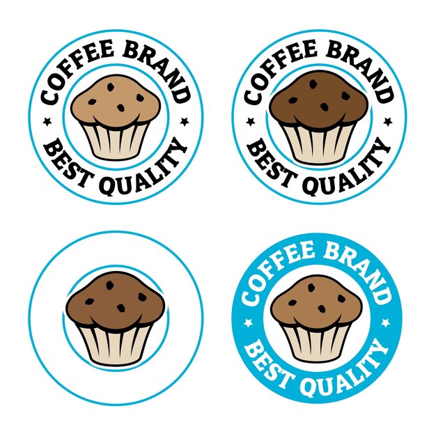 Icona di muffin tondo colorato con set di testo 4