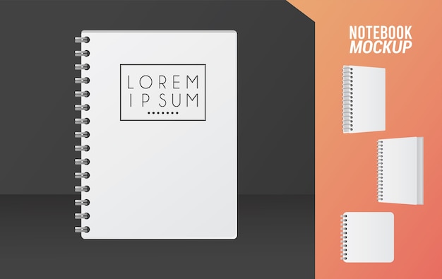Icona di notebook mockup colore bianco.