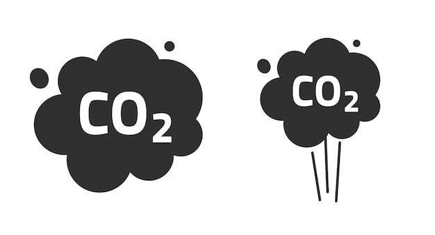 Icona di nuvola di emissioni di CO2 grafico set di gas di scarico semplice bianco nero
