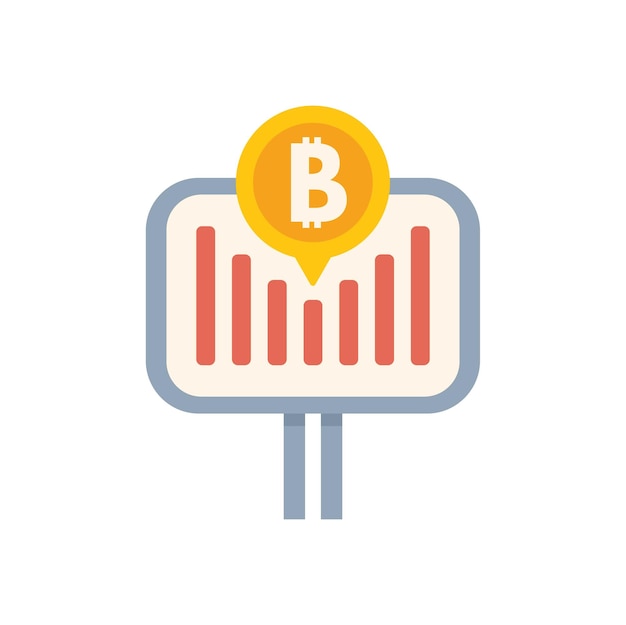 Icona di pagina online di bitcoin vettore piatto dati monetari