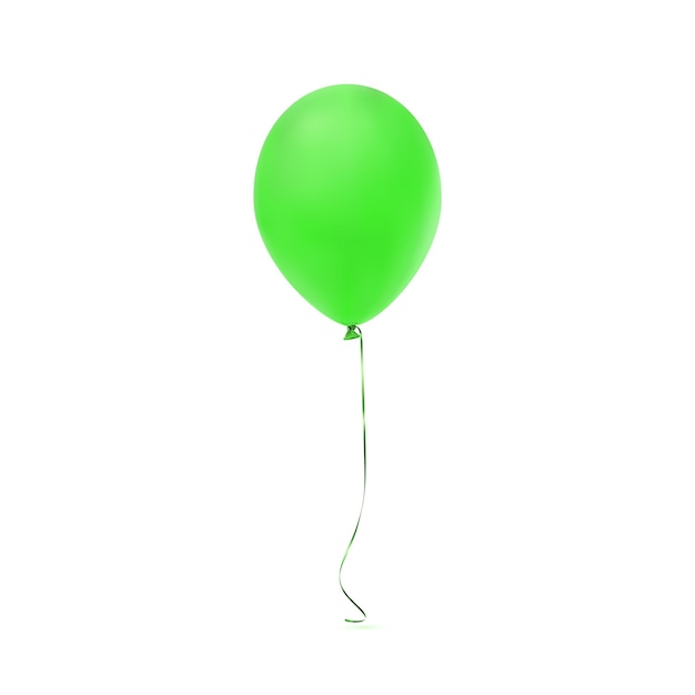 Icona di palloncino verde isolato su priorità bassa bianca.