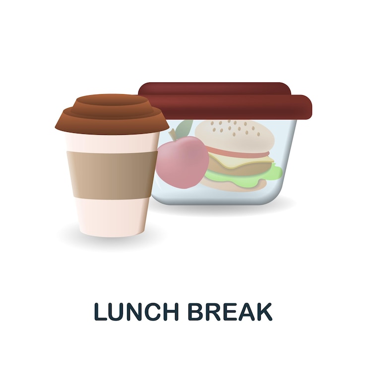 Vettore icona di pausa pranzo 3d dall'illustrazione della collezione del posto di lavoro creative lunch break icona 3d per modelli di web design infografiche e altro ancora