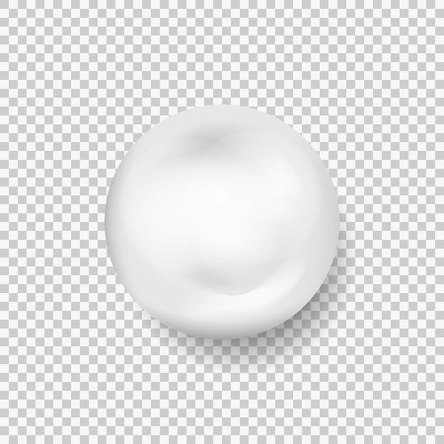 Icona di perla bianca realistica lucida su sfondo bianco isolato su sfondo bianco Illustrazione vettoriale