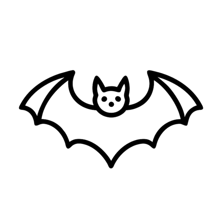 Vettore icona di pipistrello contorno bianco e nero contorno di icona di sfondo bianco