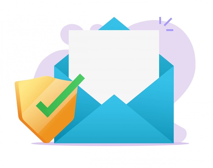 Vettore icona di protezione scudo sicuro digitale documento e-mail su file vuoto vuoto posta elettronica