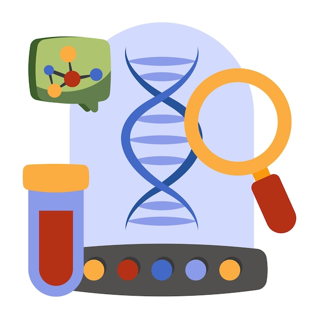 Icona di prova del DNA in disegno piatto