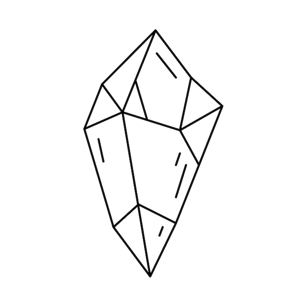 Icona di quarzo a forma di cristallo Pietra preziosa d'arte di linea Elemento di design geometrico geologico