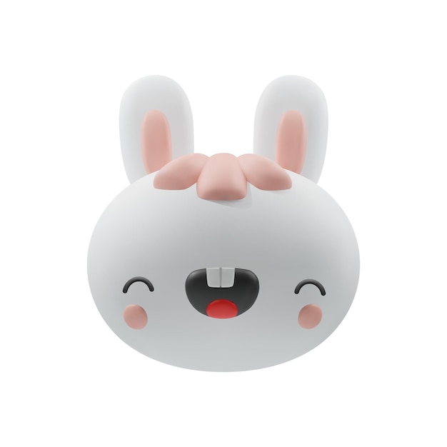 Icona di rendering di coniglio cartone animato 3D. Simpatico personaggio animale, simbolo del 2023. Elemento di disegno vettoriale realistico