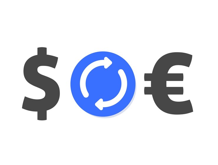 Vettore icona di scambio di valuta estera o tasso di cambio in euro dollaro e cambio di trading bancario
