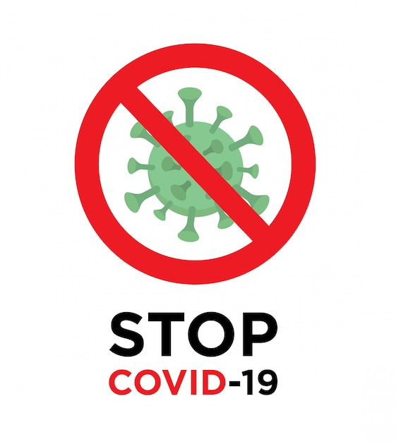 Icona di segnale proibito del virus corona stop