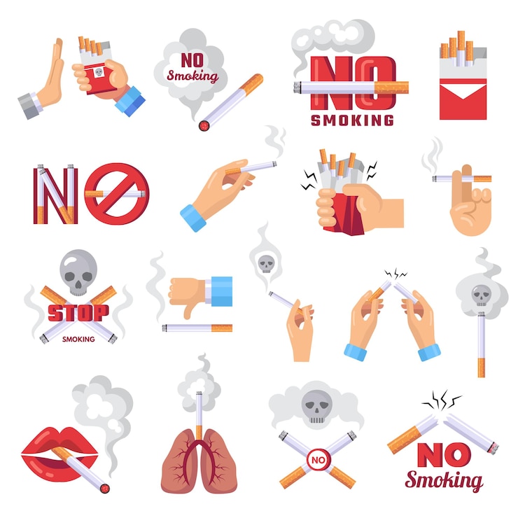 Vettore icona di sigaretta. pericoloso dal fumo di sigarette illustrazione del concetto di protezione dei polmoni di vettore. divieto di sigarette di tabacco, dipendenza medica malsana
