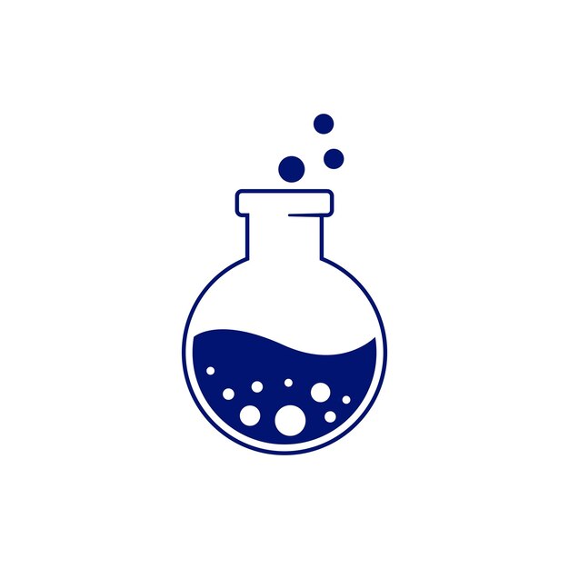 Icona di silhouette Erlenmeyer laboratorio di oggetti scienza semplice logo design pulito e minimalista