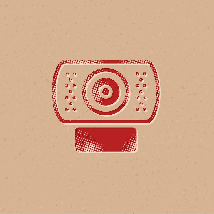 Vettore icona di stile mezzitoni webcam con illustrazione vettoriale sfondo grunge