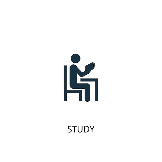 Icona di studio. Illustrazione semplice dell'elemento. studiare il design del simbolo del concetto. Può essere utilizzato per web e mobile.