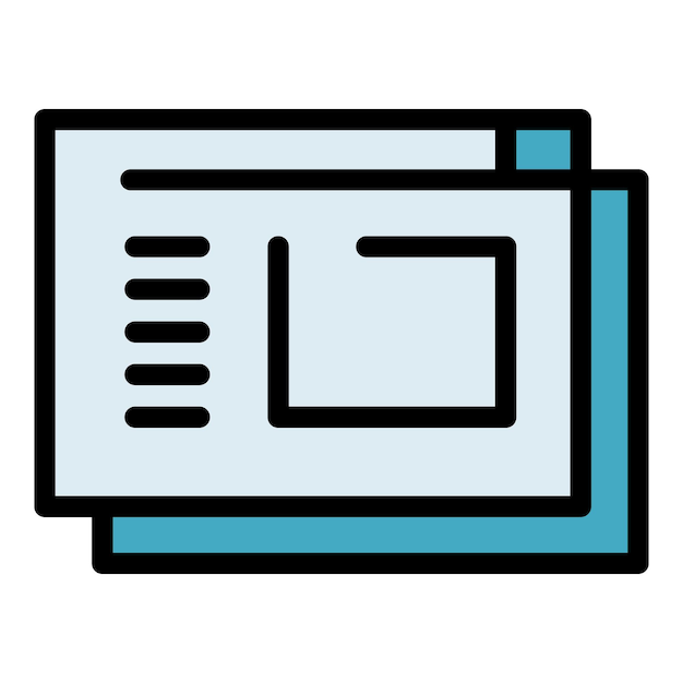 Icona di sviluppo CMS vettore di contorno Web design Sito Web a colori html piatto