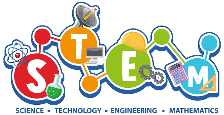 Vettore icona di testo educativo stem colorato