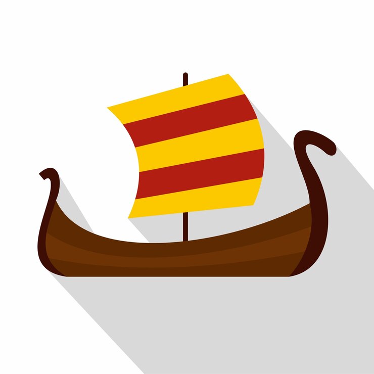 Vettore icona di una barca medievale illustrazione piatta di un'icona vettoriale di una nave medievale per il web