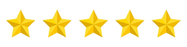 Icona di valutazione di cinque stelle isolata su bianco