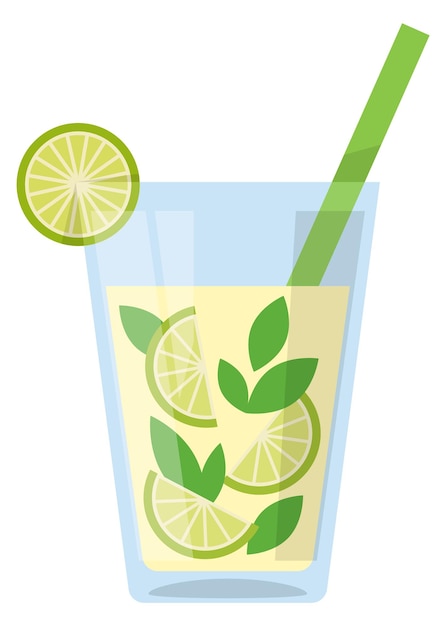 Icona di vetro Mojito Bevanda cocktail al limone cartone animato