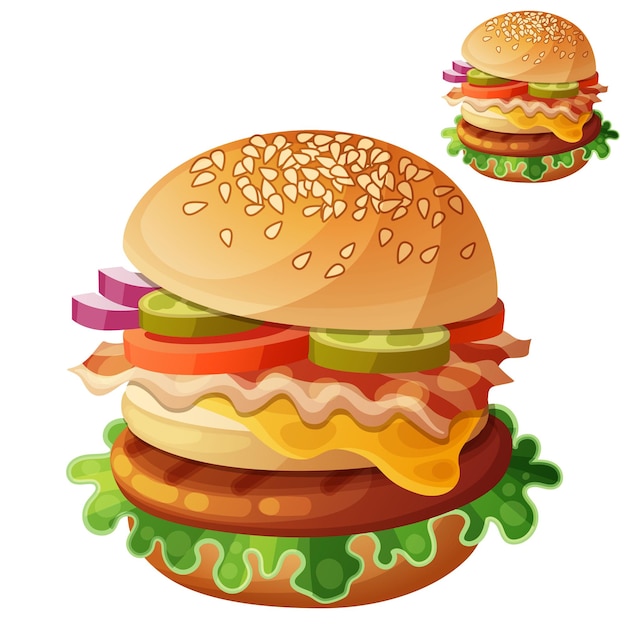 Icona di vettore di cibo hamburger isolato su sfondo bianco