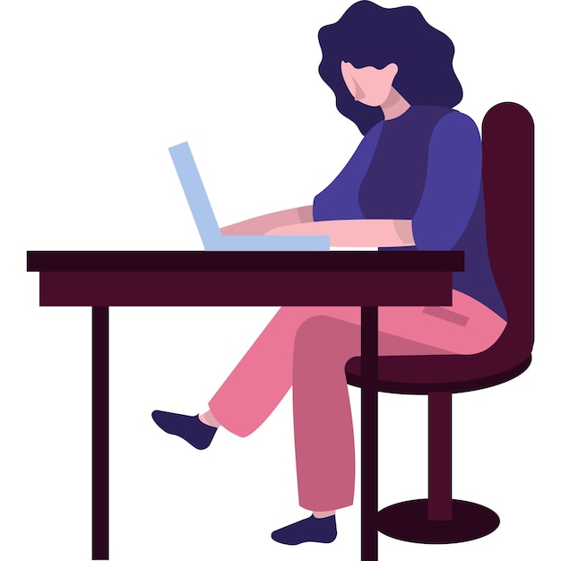 Icona di vettore di donna freelance a casa ufficio