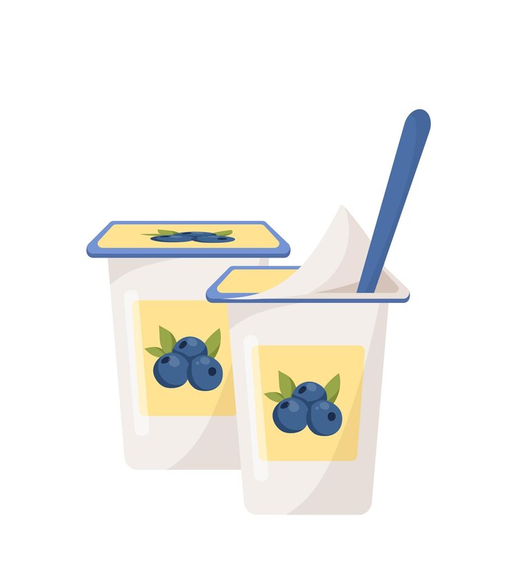 Vettore icona di yogurt ai mirtilli
