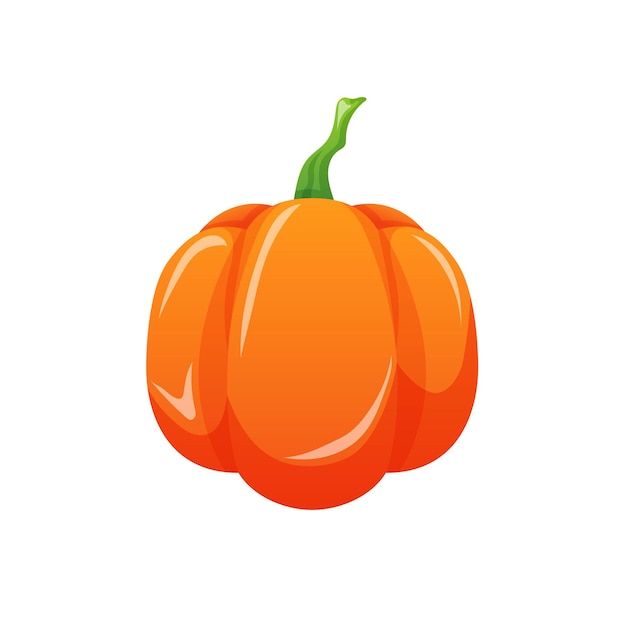 Icona di zucca arancione matura in stile cartone animato raccolta di verdure d'autunno giorno di ringraziamento design di Halloween