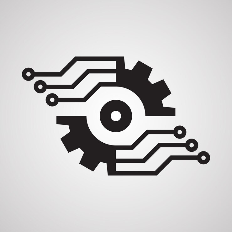 Vettore icona eps intelligente dell'ingranaggio. tecnologia digitale - illustrazione di concetto del modello di logo aziendale vettoriale.
