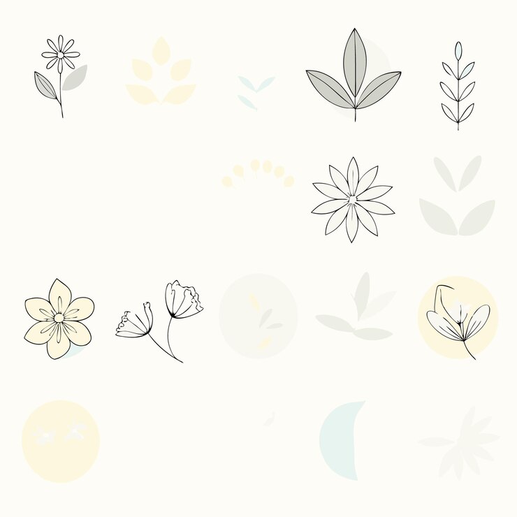 icona floreale naturale minimalista impostata in colori pastello morbido per il design a tema botanico