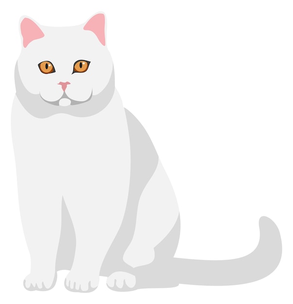 Icona gattino bianco carino Gatto cartone animato seduto