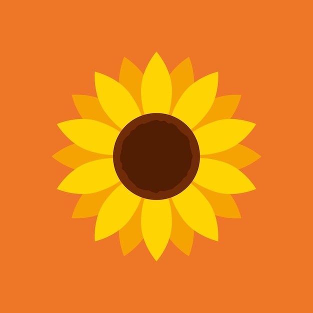 Icona girasole in stile piatto Illustrazione vettoriale Flora su sfondo isolato Concetto aziendale del simbolo del girasole