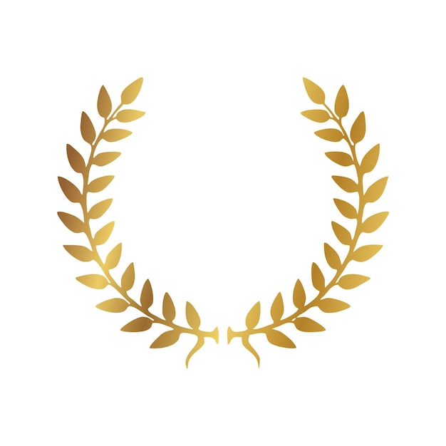 Icona Gold Laurel Wreath Vector Flat illustrazione isolata su bianco Etichetta vincitrice composta da ramoscelli con
