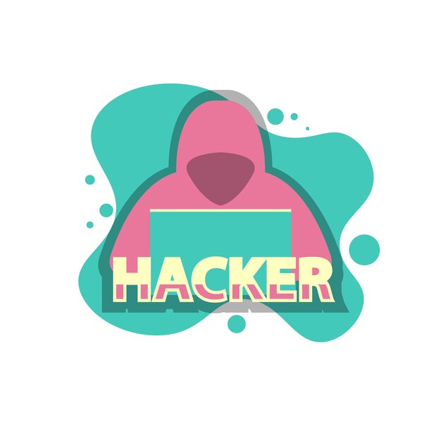 Icona hacker Computer hacker Design piatto banner vettoriale