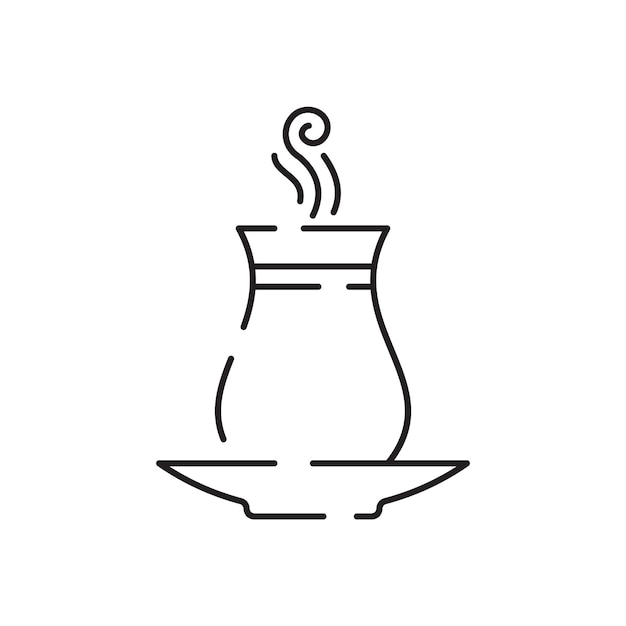 Icona icona linea tazza da tè Icona piatta teiera o samovar Segni di linea sottile per il biglietto da visita del logo di design Simbolo per il web design o l'applicazione mobile Pittogramma del contorno della tazza