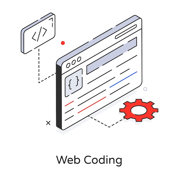 Icona isometrica premium della codifica web