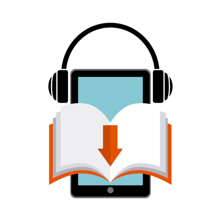 Vettore icona libro e cuffia. design di audiolibri. grafica vettoriale