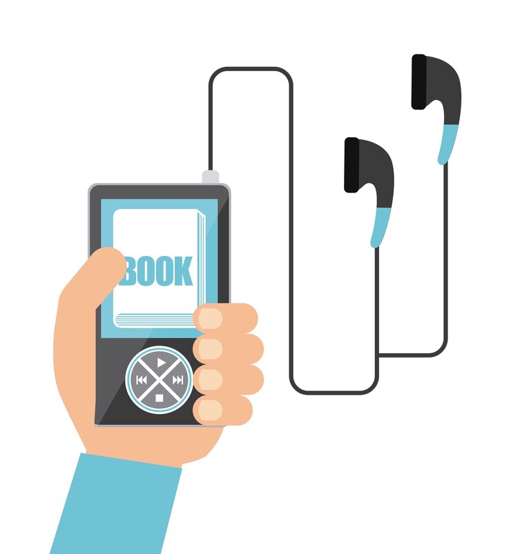 Vettore icona mp3, libro e cuffia. design di audiolibri. grafica vettoriale