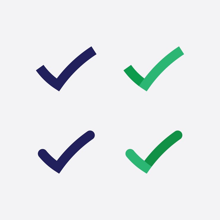 Icona o vettore del logo del segno di spunta dell'elenco di controllo Simbolo di spunta nell'illustrazione di colore verde Accetta il simbolo okey per l'approvazione o la progettazione dell'elenco di controllo