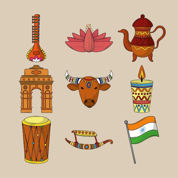 Icona oggetti tradizionali indiani