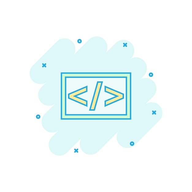 Icona open source di cartoni animati vettoriali in stile fumetto Pittogramma di illustrazione del concetto di programmazione Api Concetto di effetto splash aziendale della tecnologia del programmatore
