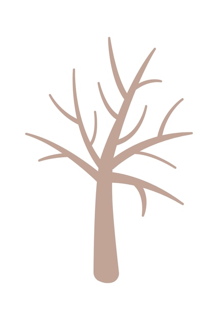 Icona piana dell'albero nudo Pianta decorativa della primavera
